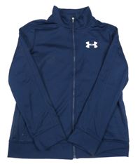 Tmavomodrá sportovní funkční propínací mikina s logem Under Armour