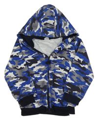 Modro-bílo-šedá army propínací mikina s kapucí Kiki&Koko