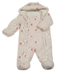 Světlerůžová fleecová kombinéza s králíčky a kapucí M&S