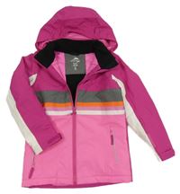 Růžovo-bílá šusťáková funkční lyžařská bunda s kapucí active touch
