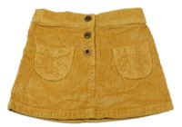 Okrová manšestrová sukně s kapsami Tu