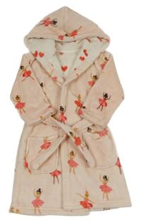 Světlerůžový plyšový župan s baletkami a kapucí M&S