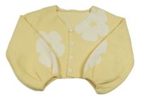 Žlutý propínací crop svetr s květy shein