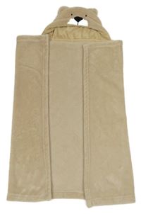 Béžová chlupatá deka s kapucí s medvědem Lily & Dan