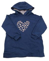 Tmavomodré teplákové šaty se srdcem a kapucí M&S