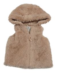 Světlerůžová kožešinová podšitá vesta s kapucí F&F