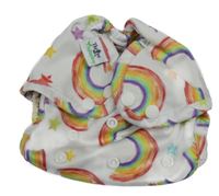 Bílé plenkové kalhotky s duhami 