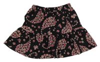 Černo-růžová květovaná lehká sukně F&F