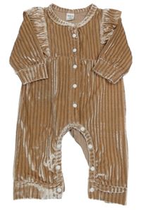 Hnědý žebrovaný sametový overal shein