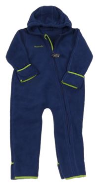Tmavomodrá fleecová kombinéza s kapucí 