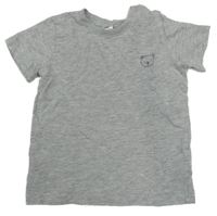 Šedé melírované tričko s medvědem H&M