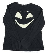 Černé pyžamové triko s potiskem 