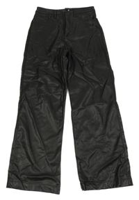 Černé koženkové wide kalhoty H&M