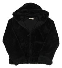 Černá kožešinová podšitá bunda s kapucí H&M