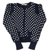 Tmavomodrý puntíkatý propínací crop svetr H&M