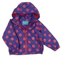 Fialovo-růžová puntíkatá voděodolná zateplená funkční bunda s kapucí Mountain Warehouse