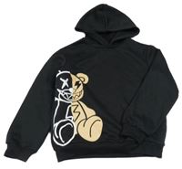 Černá mikina s medvídkem a kapucí 