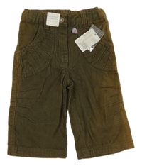 Nové - Hnědé manšestráky s nápisem 