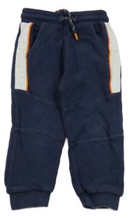 Tmavomodro-šedé žebrované tepláky Nutmeg