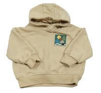 Béžová mikina s potiskem a kapucí Primark