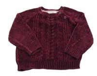 Vínový žinylkový svetr Ergee