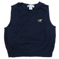 Tmavomodrá pletená vesta s pejskem 
