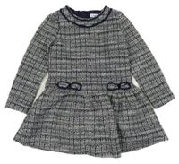 Tmavomodro-bílo-zlaté třpytivé pletené šaty Mayoral