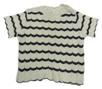 Bílo-antracitová pruhovaná svetrová vesta H&M