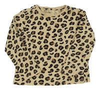 Béžovo-černé triko s leopardím vzorem Sinsay
