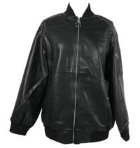 Dámský černý koženkový oversized bomber Bershka 