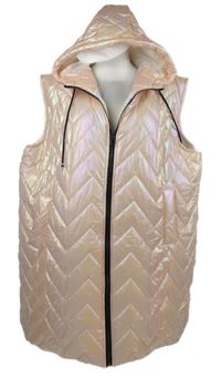 Dámská světlerůžová šusťáková zateplená vesta s kapucí 