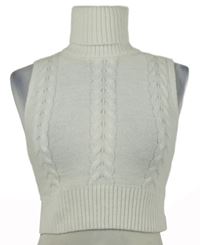 Dámská smetanová vzorovaná svetrová crop vesta s rolákem Shein 