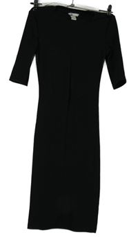 Dámské černé žebrované elastické šaty H&M