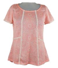 Dámské neonově růžovo-bílé vzorované úpletové tričko M&S