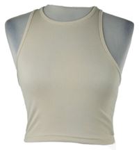 Dámský béžový žebrovaný crop top Shein 