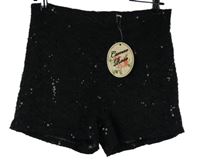 Nové - Dámské černé krajkové kraťasy s flitry Cameo Rose 