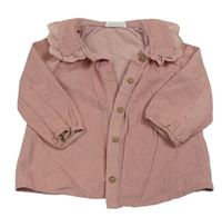 Světlerůžová manšestrová halenka s límečkem Primark