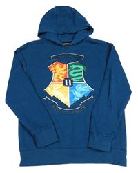Tmavomodrá mikina s potiskem Harry Potter a kapucí 