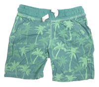 Tmavozelené bavlněné kraťasy s palmami H&M