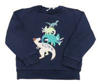 Tmavomodrá mikina s dinosaury M&S