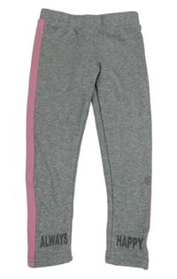 Šedé teplé legíny s proužkem a nápisem Primark
