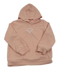 Světlerůžová sportovní mikina se srdíčkem a kapucí Shein