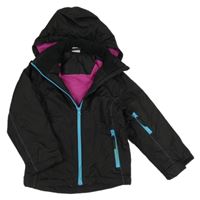 Černá šusťáková lyžařská bunda s kapucí Crane 