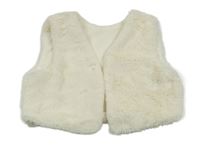 Smetanová kožešinová crop vesta Nutmeg