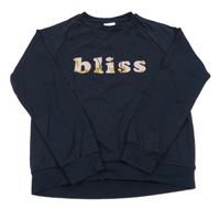 Tmavomodrá mikina s nápisem 