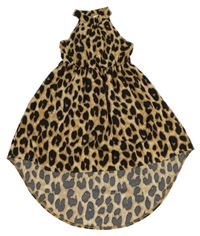 Béžové šaty s leopardím vzorem Shein