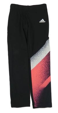 Černo-růžovo-bílé sportovní legíny s logem Adidas