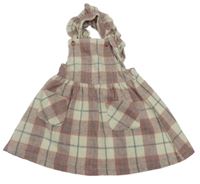 Růžovo-bílo-šedá kostkovaná vlněná laclová sukně V by Very