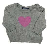 Šedý svetr se srdíčkem GAP