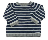 Tmavomodro-světlešedý pruhovaný svetr H&M